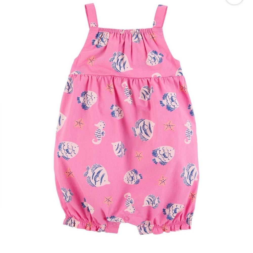 ‼️SALE‼️Carter's 100% Cotton Baby Girl Romper Sea Theme Size 18M Pink NWT